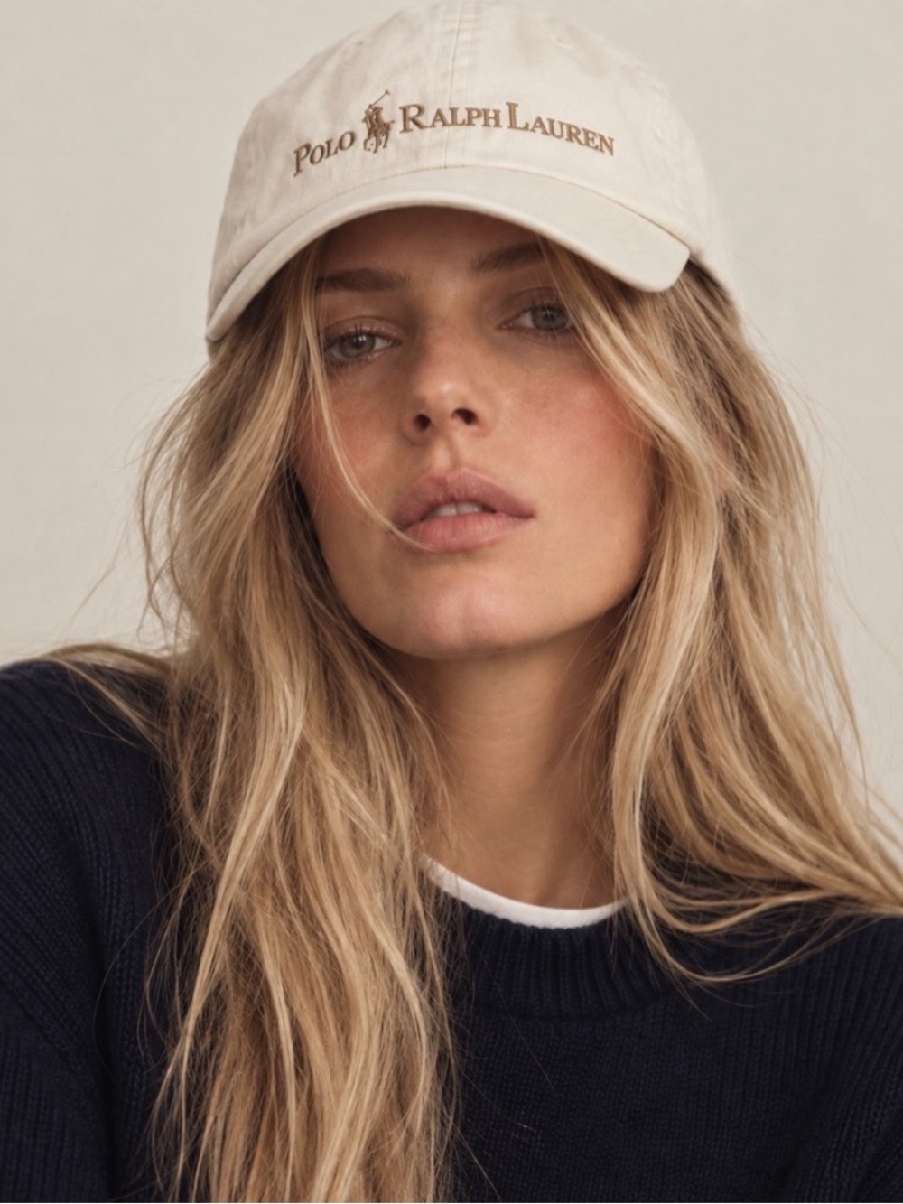 Polo by Ralph Lauren Cream Embroidered Logo Baseball Cap